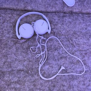 white Sony headphones